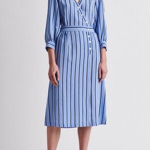 Gerard Darel Blue and White Striped Midi Dress